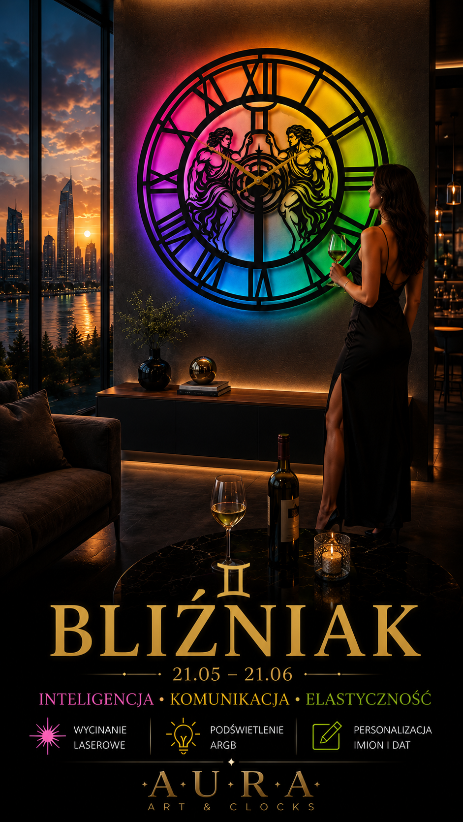 ZEGAR AURA ZODIAC - BLIŹNIĘTA