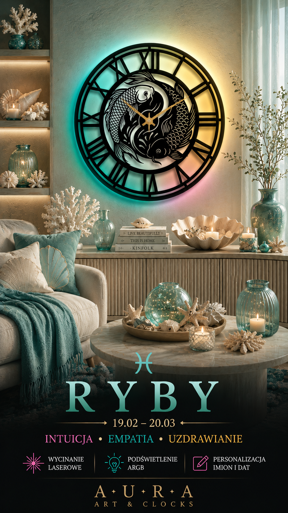 ZEGAR AURA ZODIAC - RYBY