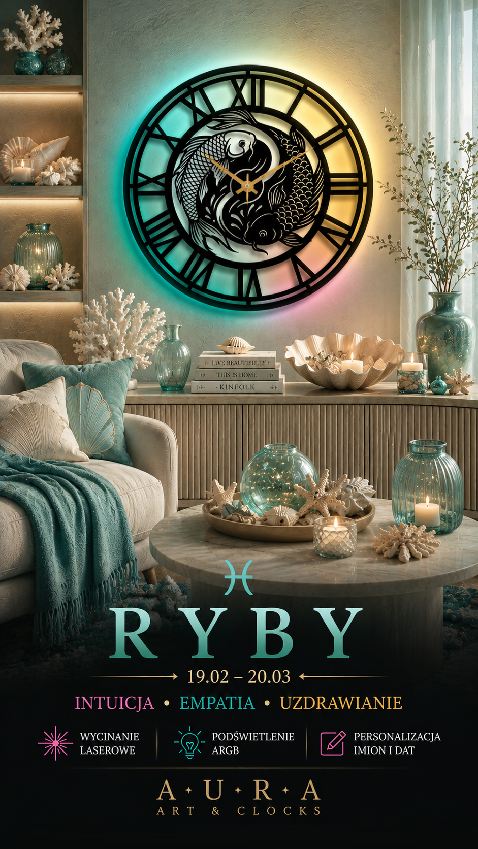ZEGAR AURA ZODIAC - RYBY